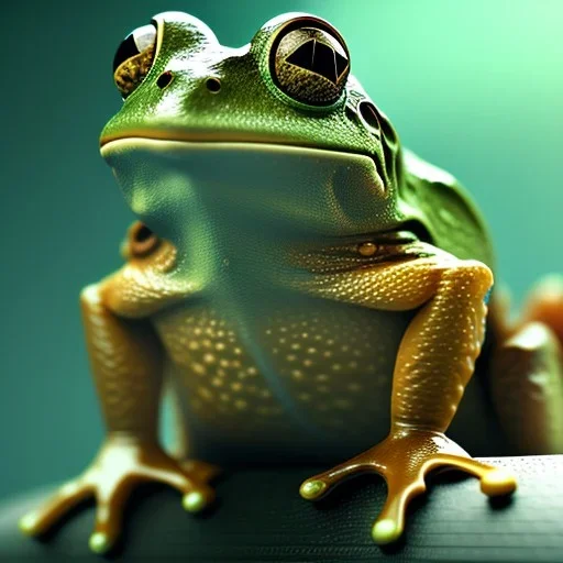 Close up of a frog, Back to the Future, ultra realistic, high detail, ray tracing, 8k,concept art, steam punk, future