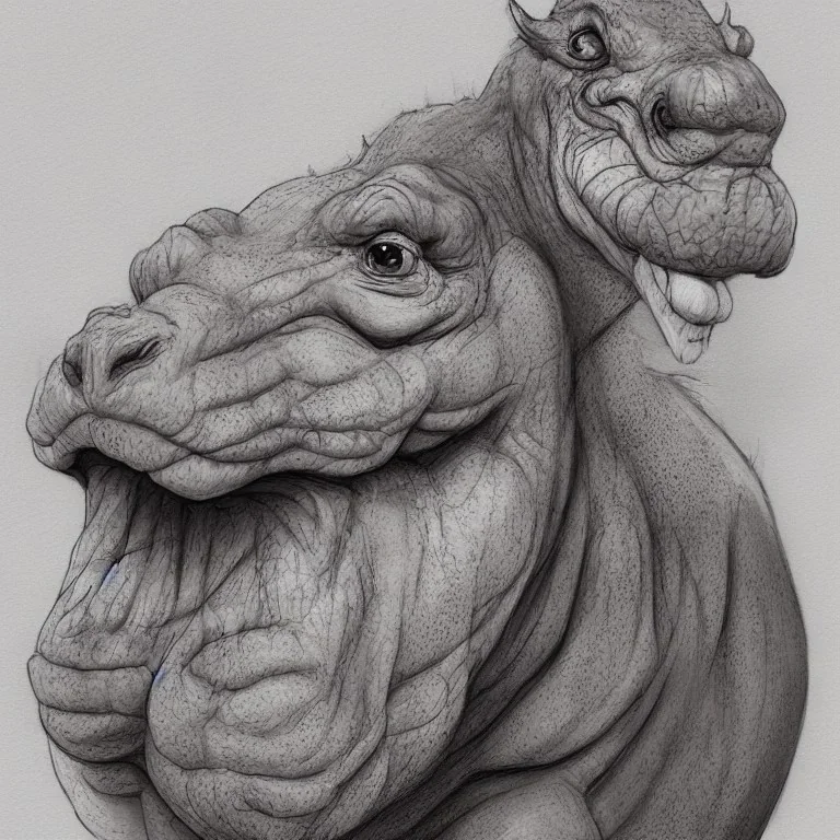 D&D, Giff, Fantasy, Hippo, Anthropomorphic, portrait