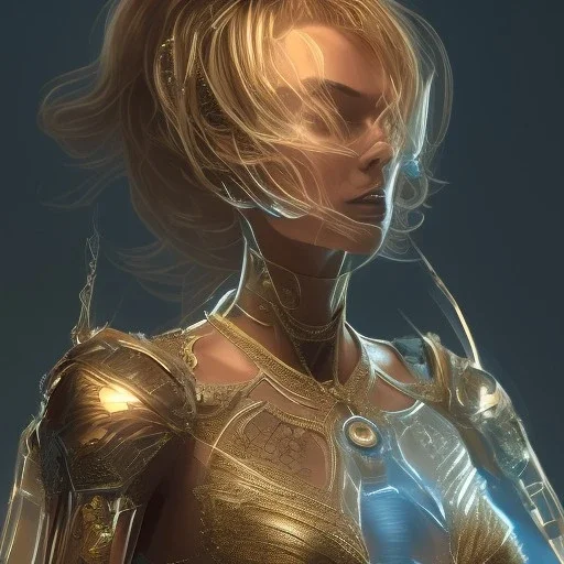 cite cristale avec lumieres , ambiance bleutée, hd, 8k