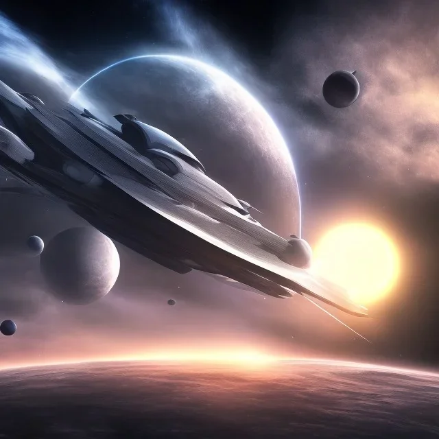 Big alien ship above planet earth, dramatic scene, dark