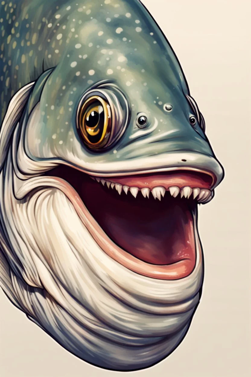 one fish with human smile