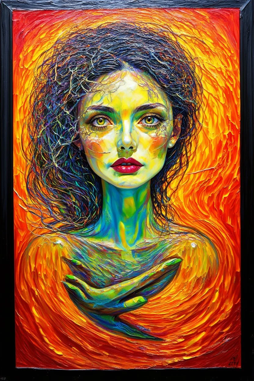 your old self cracking open; a surreal Renaissance acrylic painting