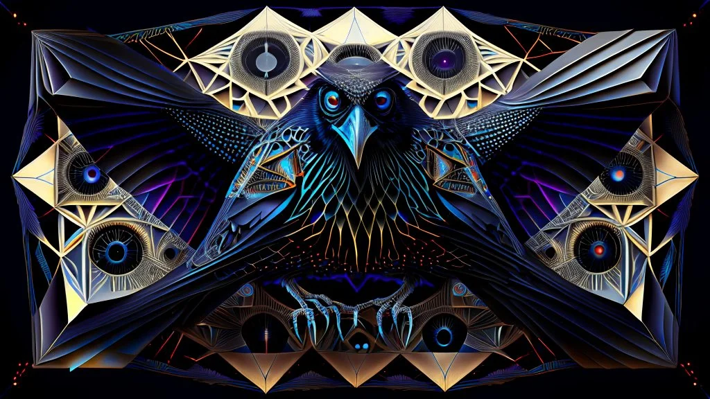 impossible octaedric jeweled paradox geometry recursive crow with many eyes