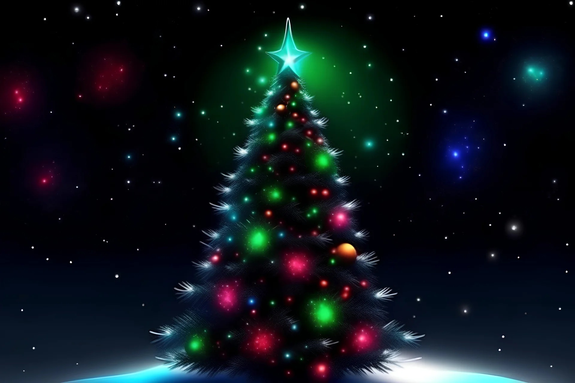Christmas in deep space with christmas tree