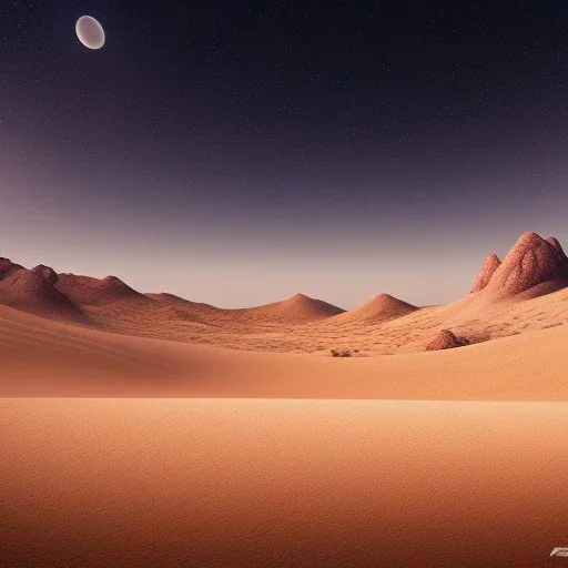 desert, clear sky, night, landscape, high detailed, hyperrealisme, sharp focus