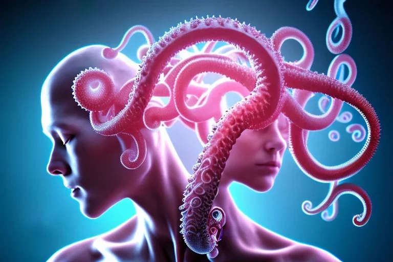 Spiritual Tentacles over human Head creating reality around