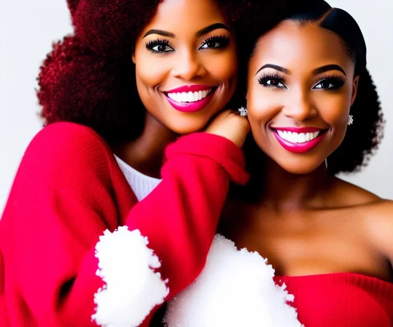 Woman, happy, expressive, emotive, smiling, pouting lips, African American, afro hair, kinky hair, coily hair, blizzard, snow, red sweater, delta sigma theta, snow angel, hazel colored eyes, snow man, snowflake,snowball, hair in high puff, short hair, no makeup, natural colored lips, snowflake necklace