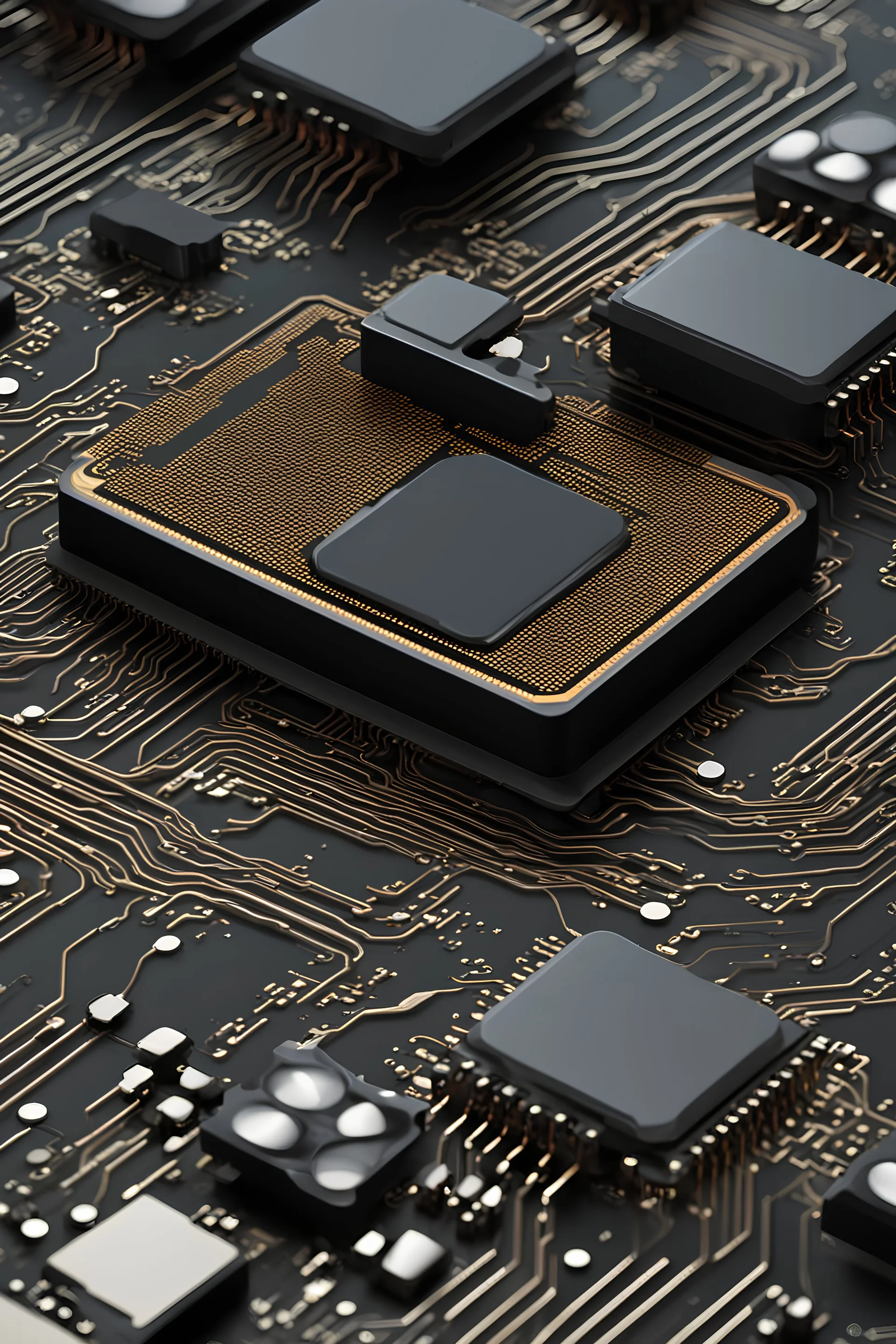 beautiful realistic background with microchips and semiconductors