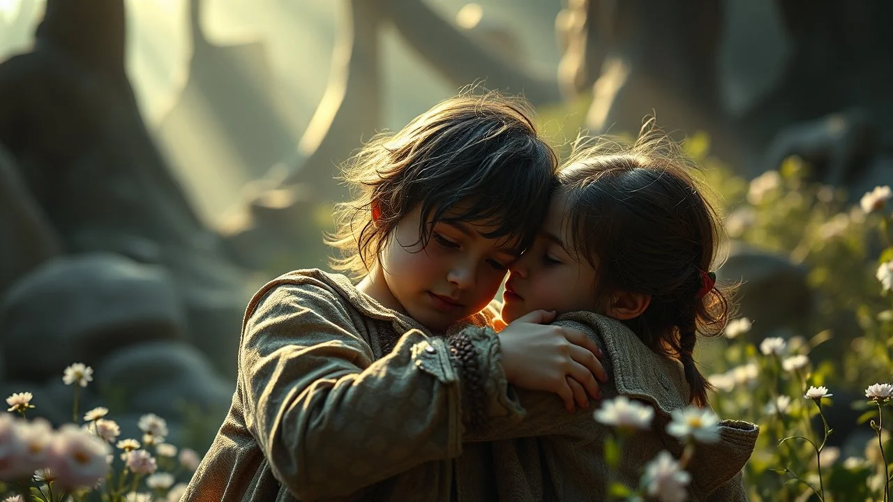 Beautiful "Brave New World", (Aldous Huxley), children, devotion, exquisite composition, beauty, magic, fantasy, close foreground detail, beautiful intricate insanely detailed octane render, 16k artistic photography, photorealistic concept art, soft natural volumetric cinematic perfect light, chiaroscuro, award-winning photograph, masterpiece