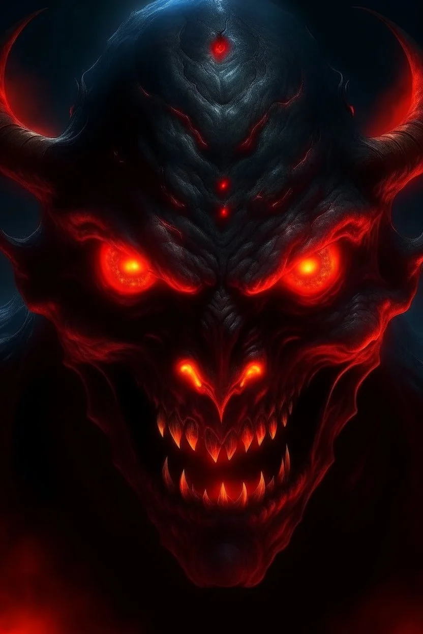 Demon with flaming red eyes