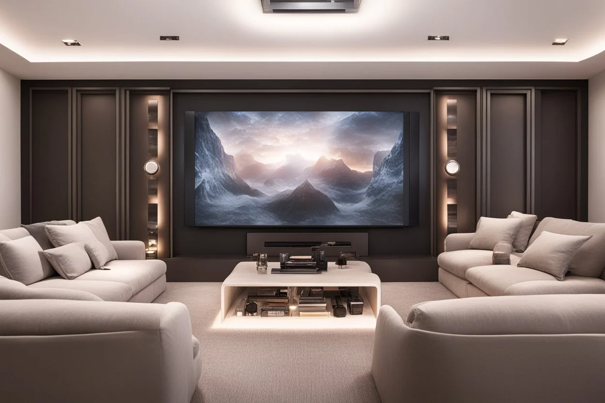 home cinema room with LED lighting in the walls make sure the room is completely symmetrical