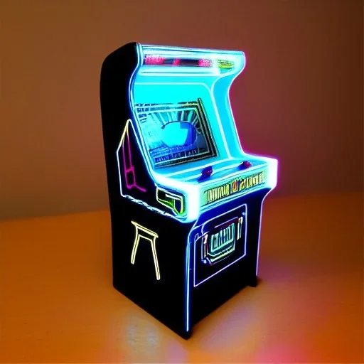 miniature arcade dark neon lights