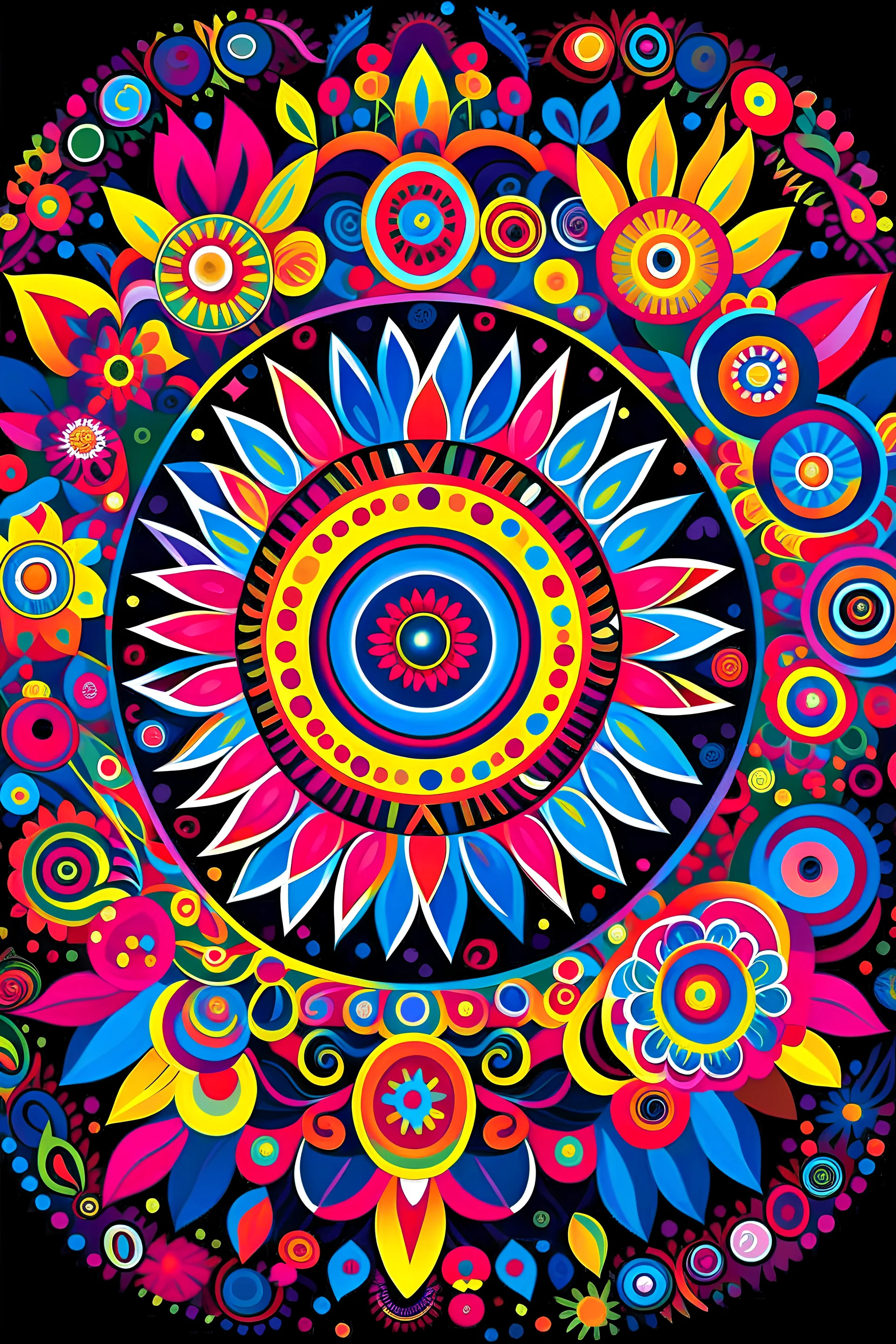 "Vibrant Visions: A Kaleidoscope of Colors" Subtitle: "Unleash Your Creativity with BrightColor Design Concept: Create a central mandala surrounded by a burst of vibrant colors, radiating energy and creativity. Incorporate elements like swirling patterns, intricate details, and floral motifs within the mandala. Surround the mandala with a dynamic background featuring bold splashes of bright colors like electric blue