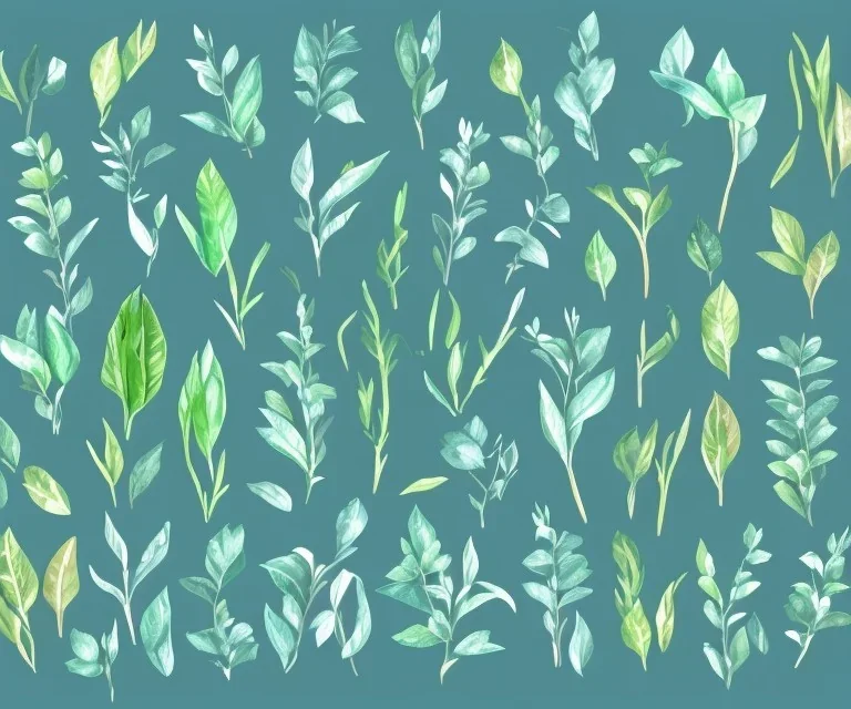 vector plants set illustration. watercolor white backdrop