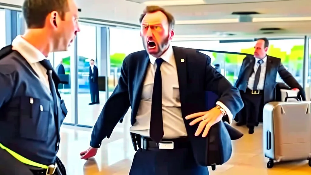 upset plain dressed man forced to leave airport lounge by officers