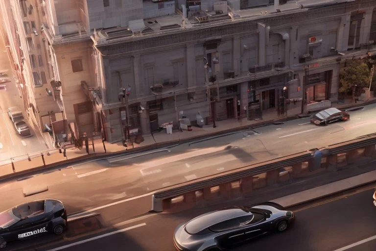 A Tesla 'Semi' (semi truck) is going at a high speed, on the streets of San Francisco. (CINEMATIC, WIDE ANGLE LENS, PHOTO REAL)