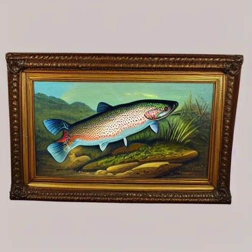 Antique brook trout painting