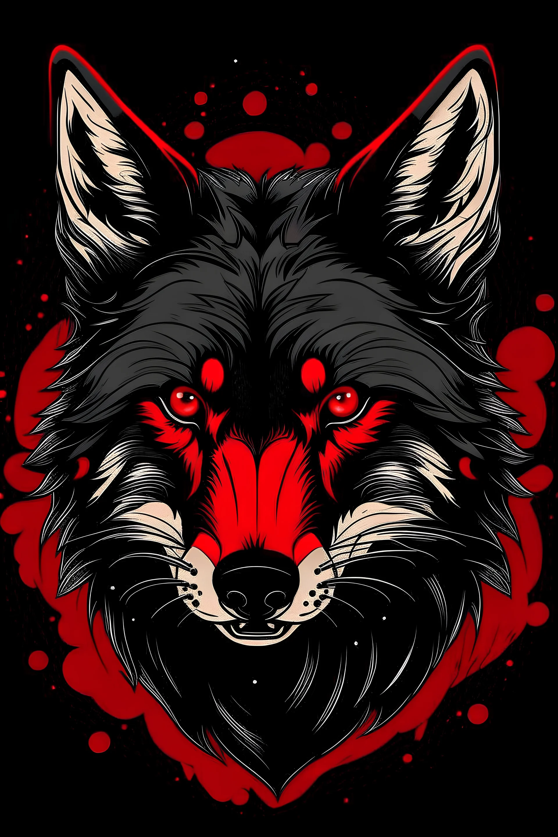 a vector of a wolf black & red