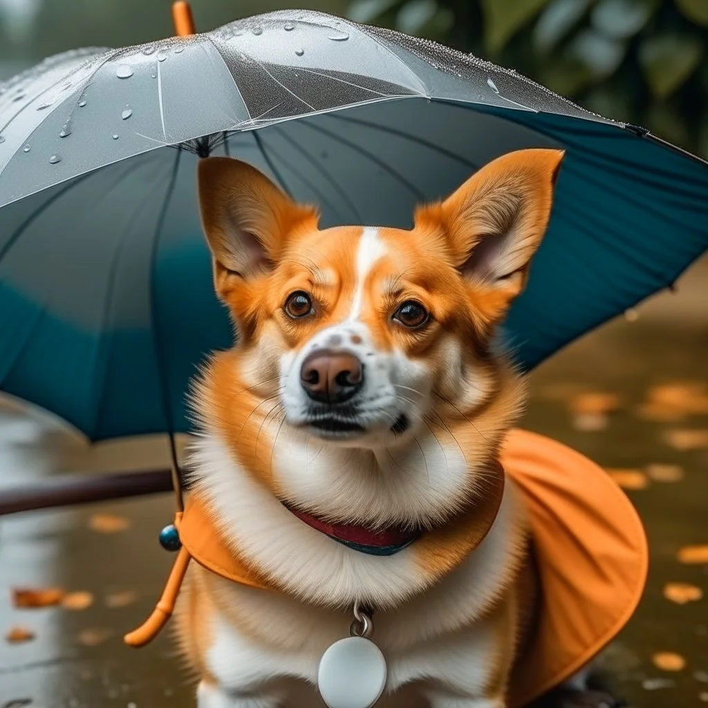 Dog clearance holding umbrella