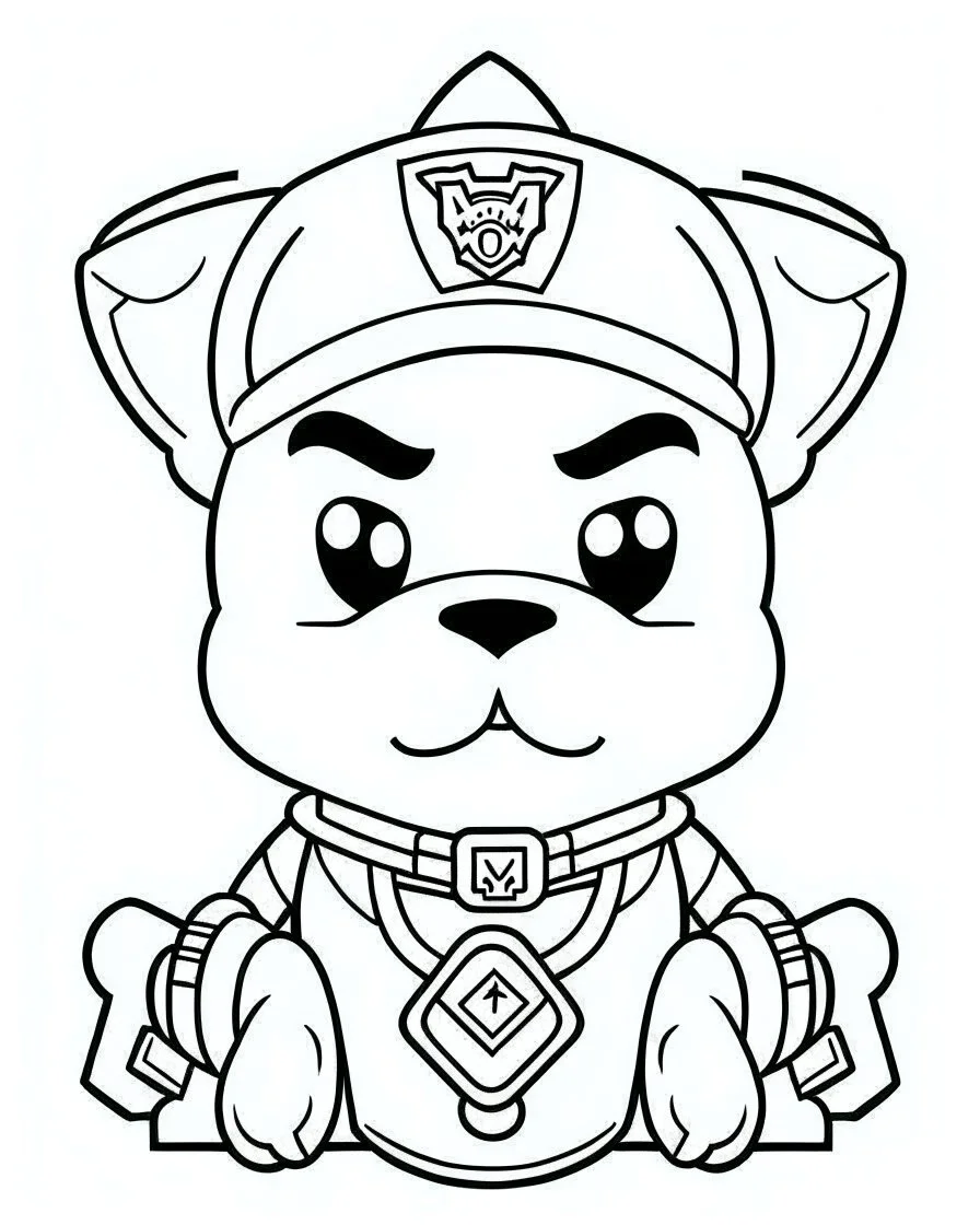 outline art for Paw Patrol Logo coloring page, Japanese manga style, cartoon style, cute face, white background sketch style, full body is a must, only use outline, clean line art, no shadow, bold outline