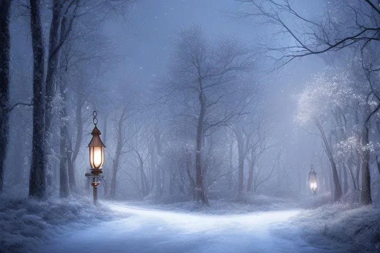 FOREST carriage LANTERN WINTER PATH FALL