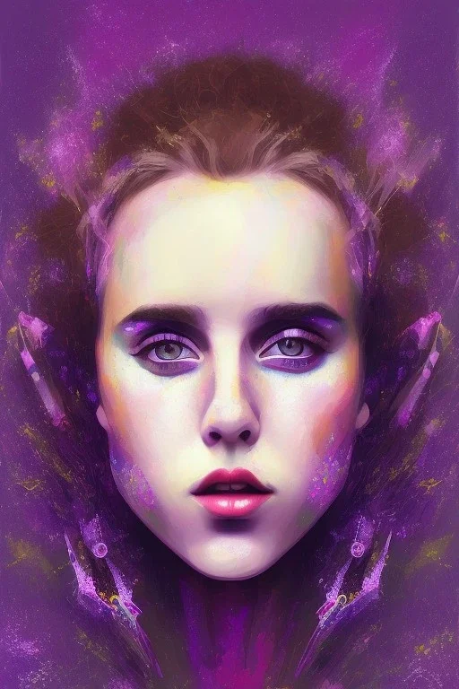 Danish singer MØ face , impressionism Contemporary, purple tones,