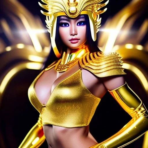 Ultra detailed fullbody Portrait in oil on canvas of sexy female characters with Gold Armor,helmet,-Saint seiya style,extremely detailed digital painting,ultrarealistic skin,intense stare, extremely detailed face, crystal clear eyes, mystical colors ,perfectly centered image, perfect composition, rim light, beautiful lighting,masterpiece ,8k, stunning scene, raytracing, anatomically correct, in the style of Simon Bisley and Ohrai Noriyoshi and robert e howard and Steve Jung and Wizyakuza.