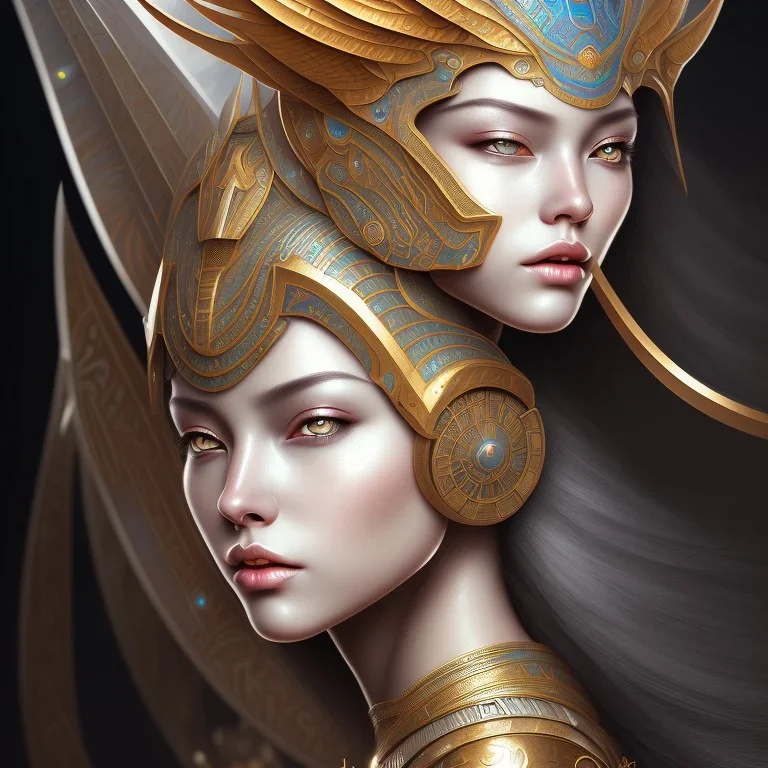 sango fantasy, fantasy magic, intricate, sharp focus, illustration, highly detailed, digital painting, concept art, matte, masterpiece head sexy Asian beauty black hair space lady silver tiger head Egyptian princess pyramid