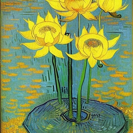 Portrait of lotus flowers by Van Gogh