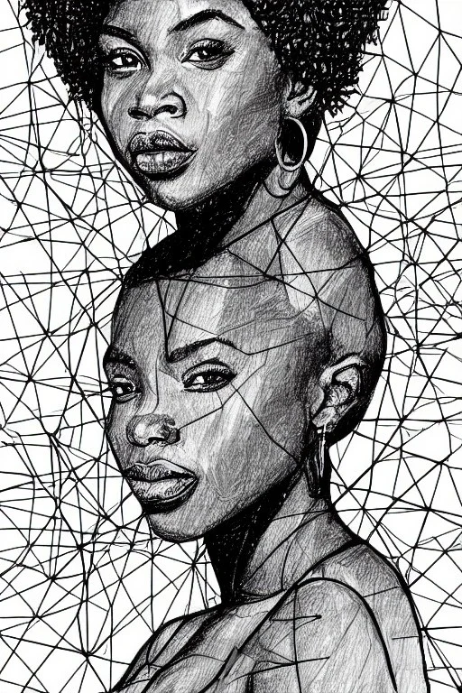 scribble portrait of Black woman, 8k resolution, r_drawings_rene, scribble, scribble drawing, scribble art, behance, rdrawings25, synthetic, hairy scribble fill, line draw, scribble sketch, , Vince low