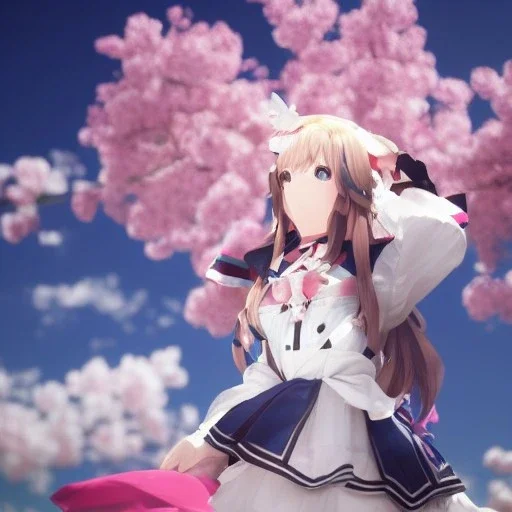 A Portrait of Azur Lane World of Warsship Commander , masterpiece, god lights,god rays,Chiaroscuro Lighting,tilt shift,lens flare,anamorphic lens,pink cherry blossom, 500ASA,effect colour,chiaroscuro effects in light and shading,japanese anime,4K 3D,