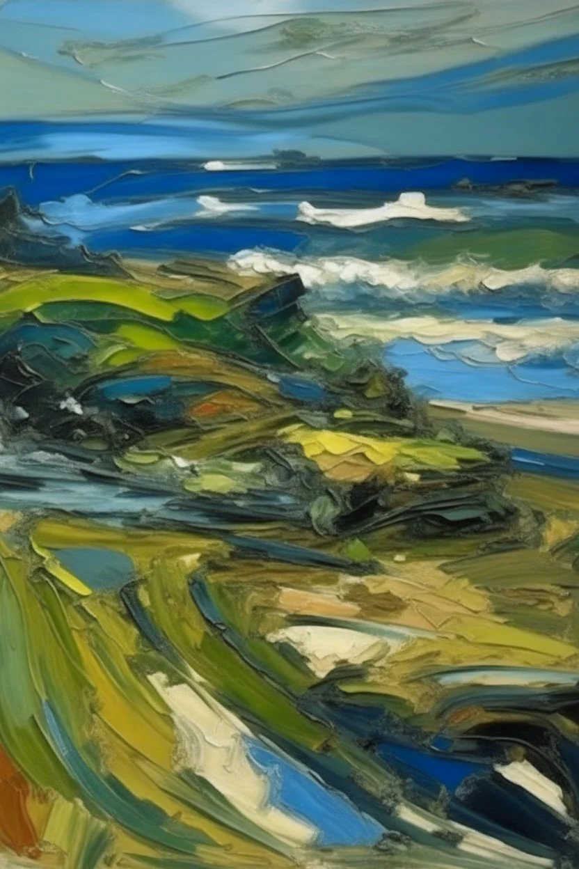 Frank Auerbach painting of a seascape