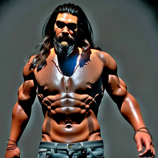 Jason Momoa toddler, full body, dramatic lighting, hyper realistic