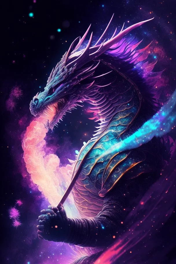 Fierce Magical dragon in space