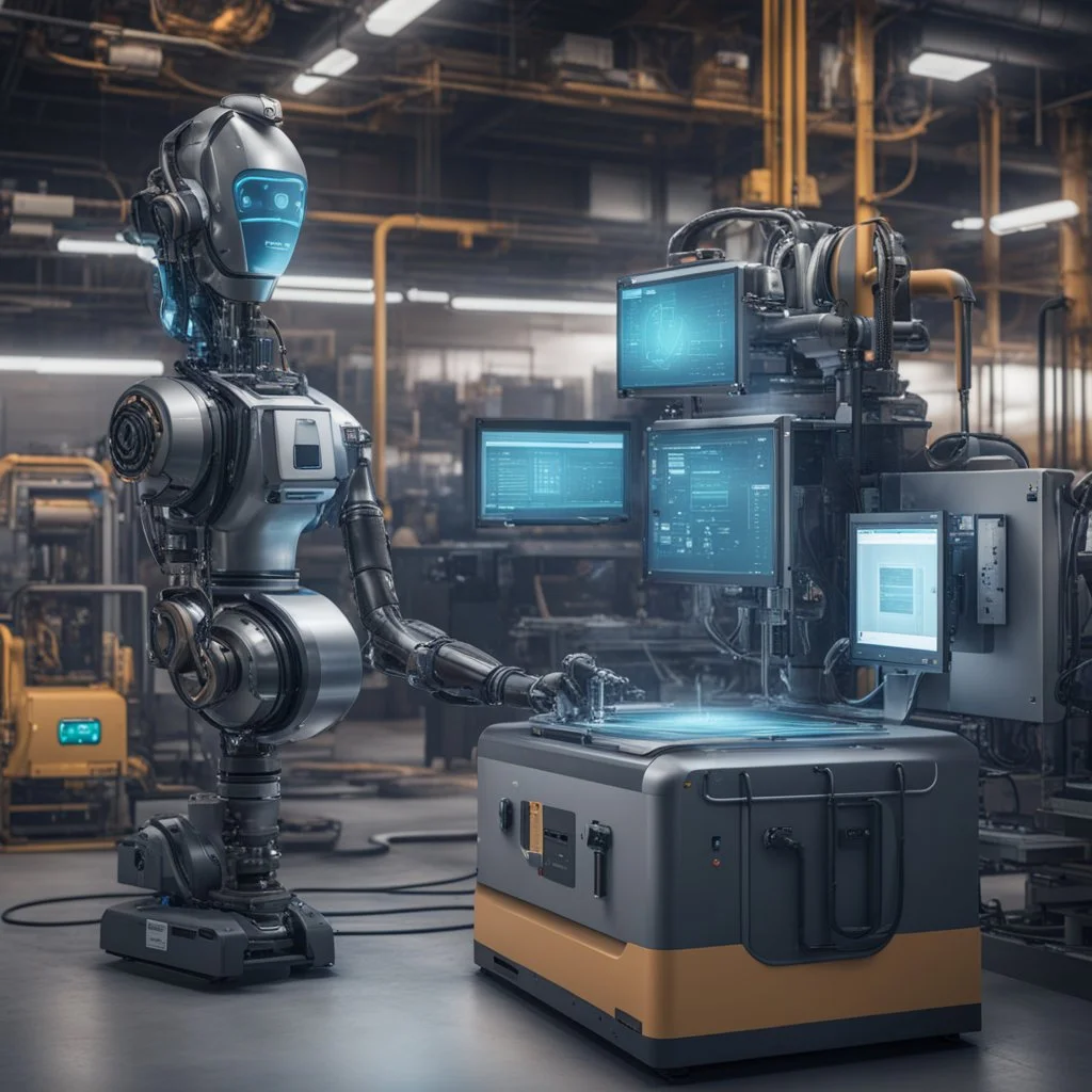 an industrial equipment powered by AI that is talking to the operator