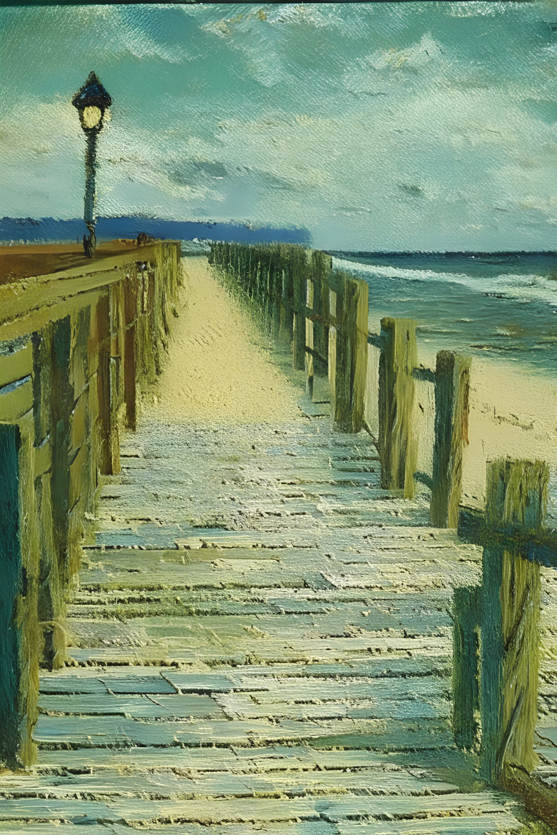 beach boardwalk by Van Gogh