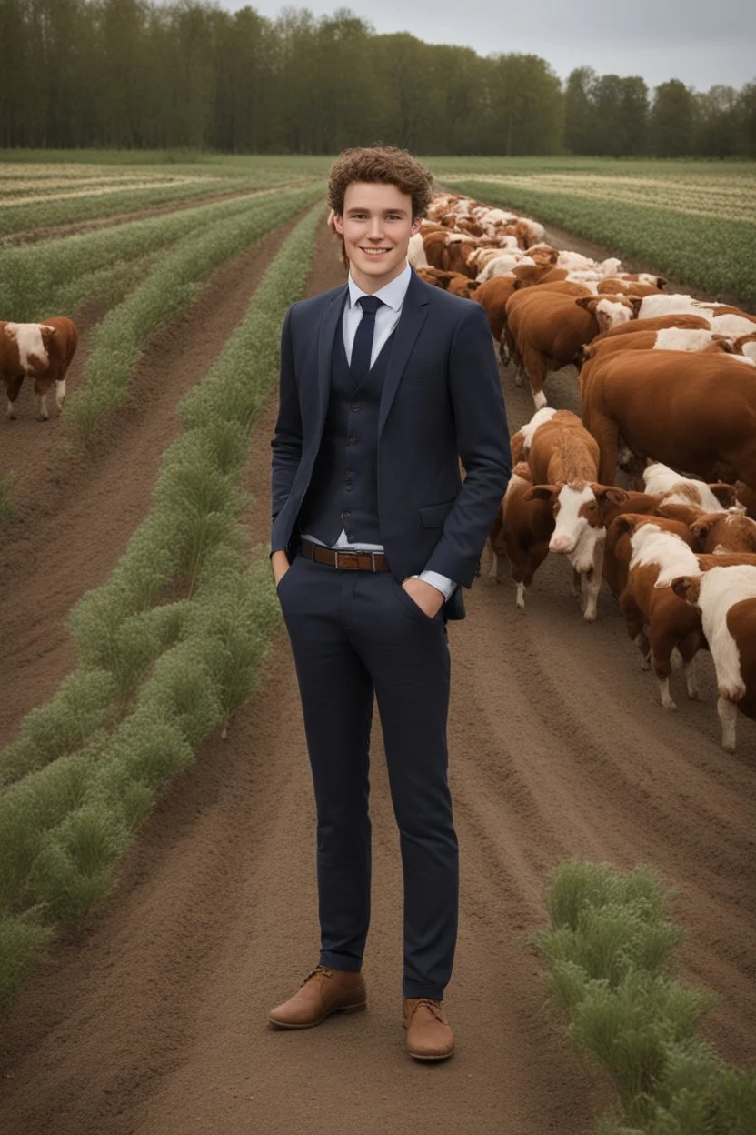 A young agrarian politician 21 year old guy. Political campaign worthy picture. He's spanish and dutch. Portrait picture.