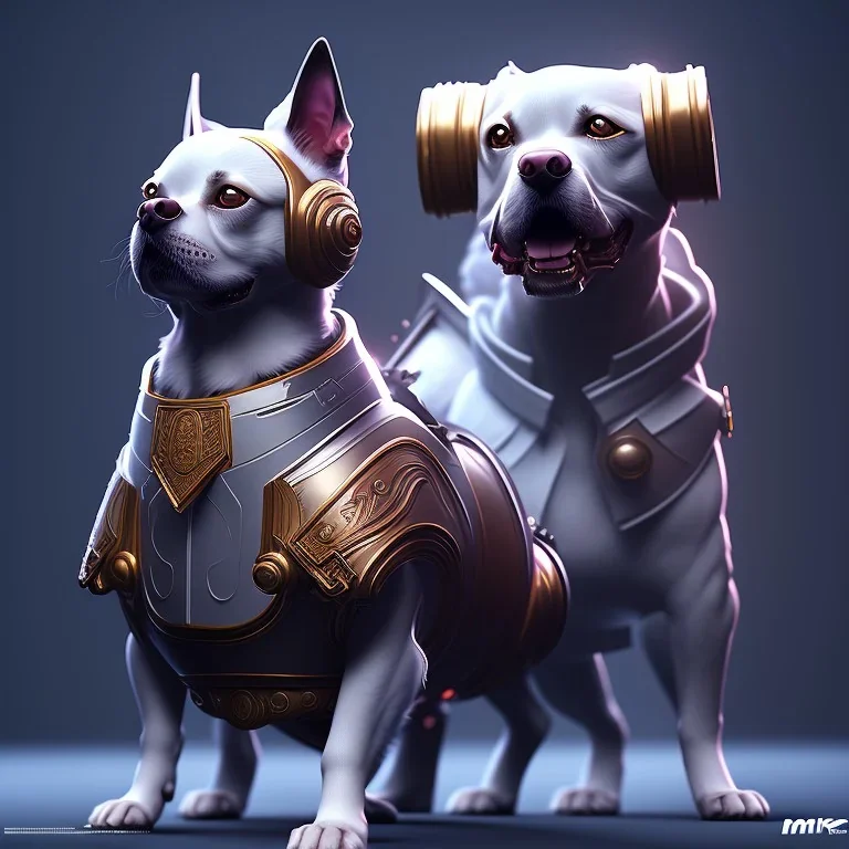 isometric clean art of a dog,warrior suit, soft lighting, high definition, unreal 5, full body