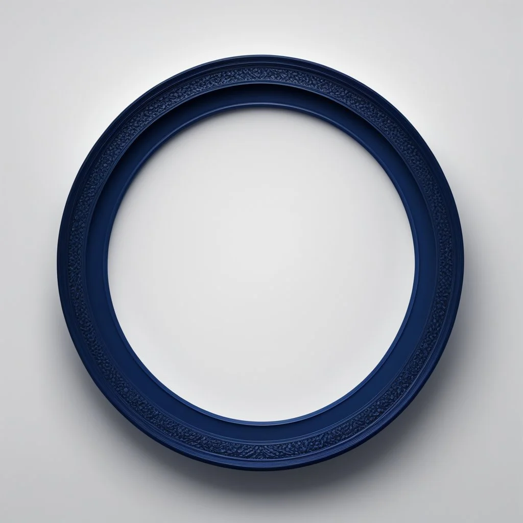 A round simple midnight blue frame on a white background