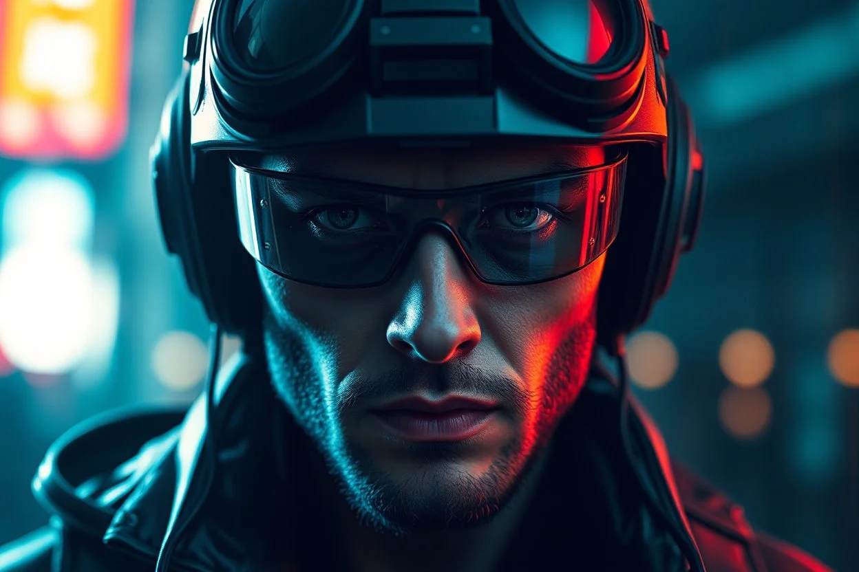 cyberpunk hero portrait man