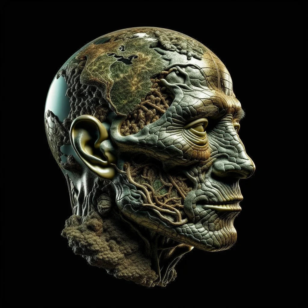 Our earth and antic human, logo art, modern, detailed, emotional, front view, 3d