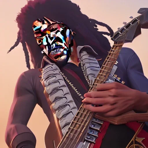 a realistic picture of Jimi Hendrix with dreadlocks