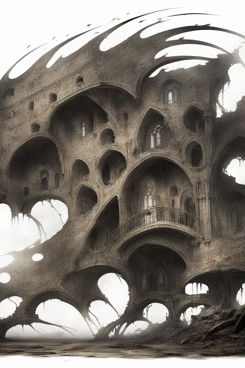 dark fantasy art of a medieval abandoned hall