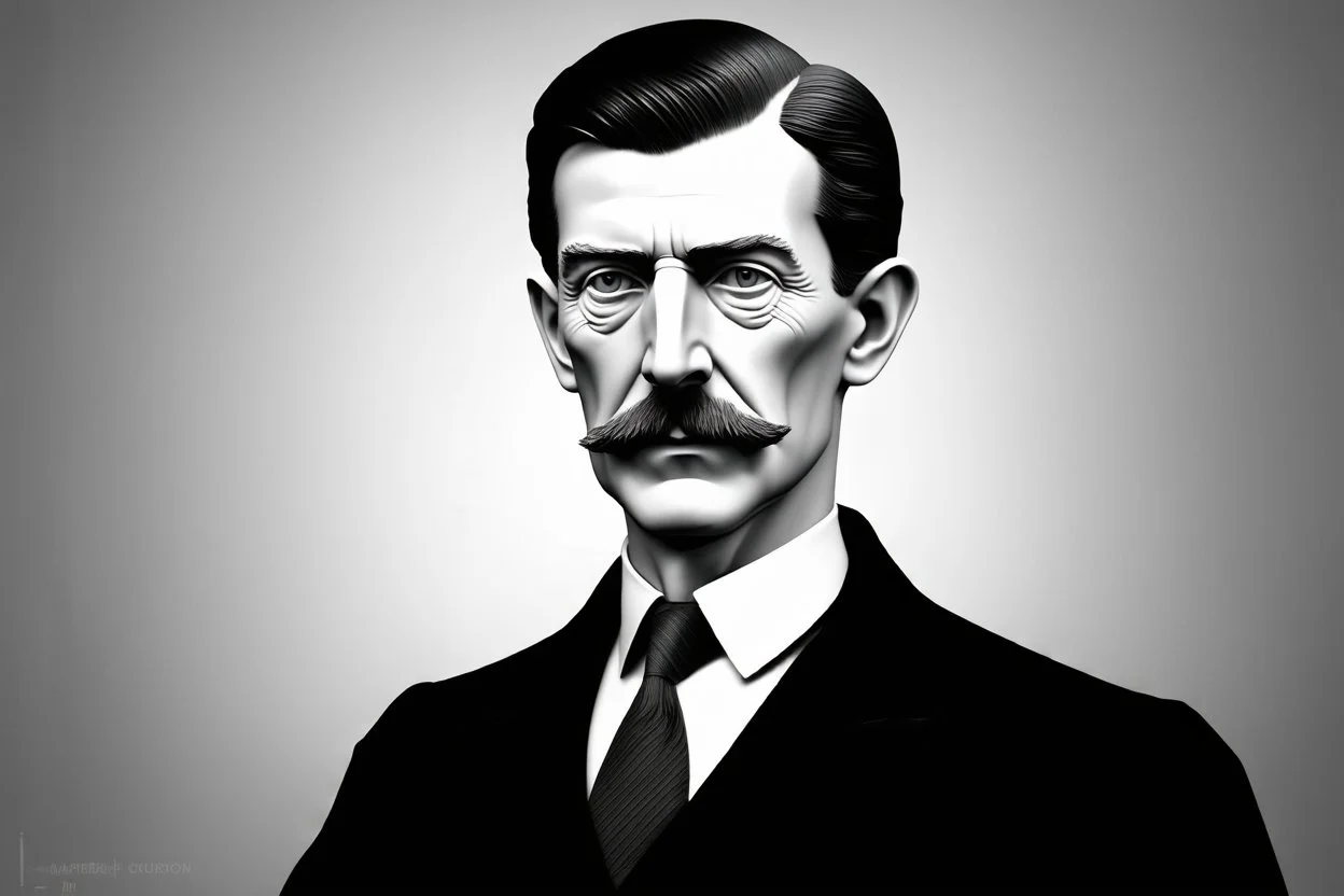 Nikola Tesla lifelike in the style of 3-d