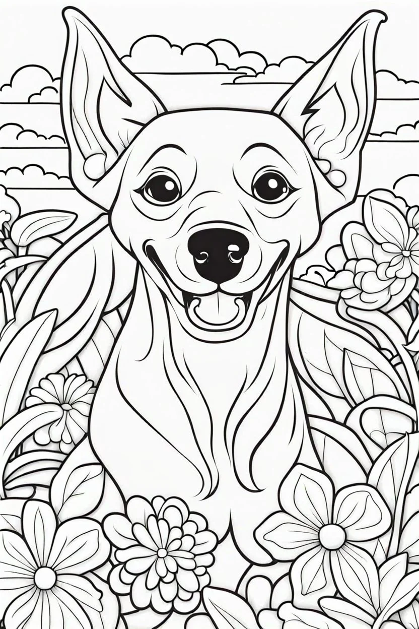 coloring book page of a dog