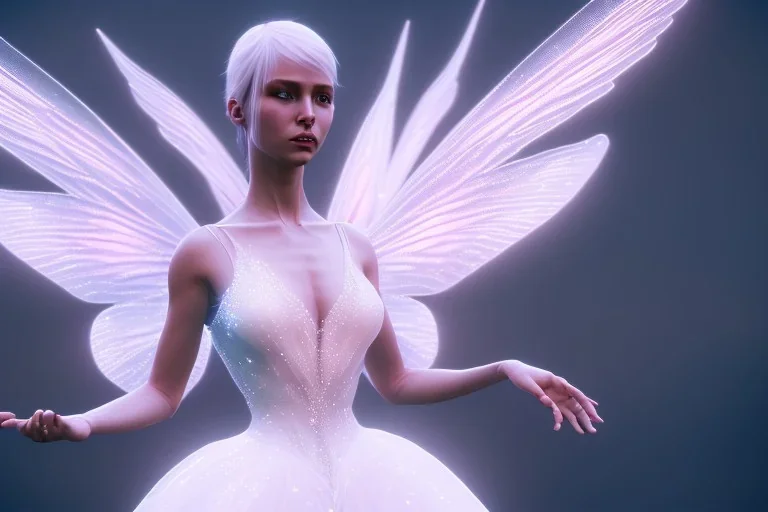 beautiful fairy very etheric , delicate colors, transparent wings, ultra sharp focus, 8k, unreal engine 5