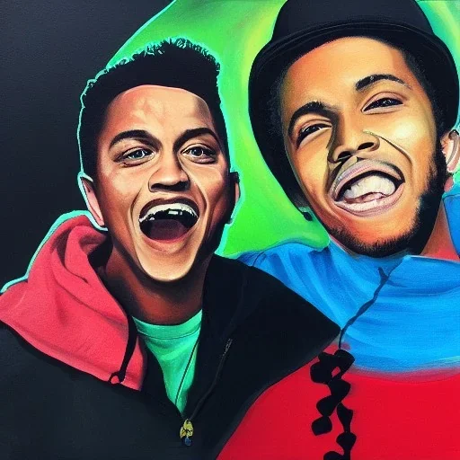 Painting of Bruno mars and Anderson paak