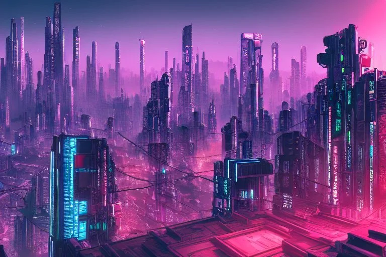 Cyberpunk city, mountains, hyperdetailed, 4k