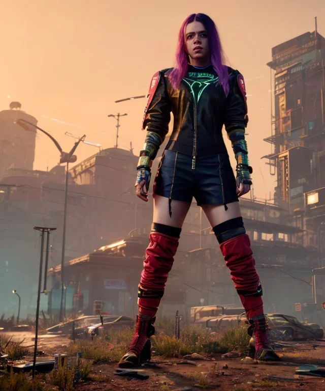 Billie Eilish, in stockings, cyberpunk2077