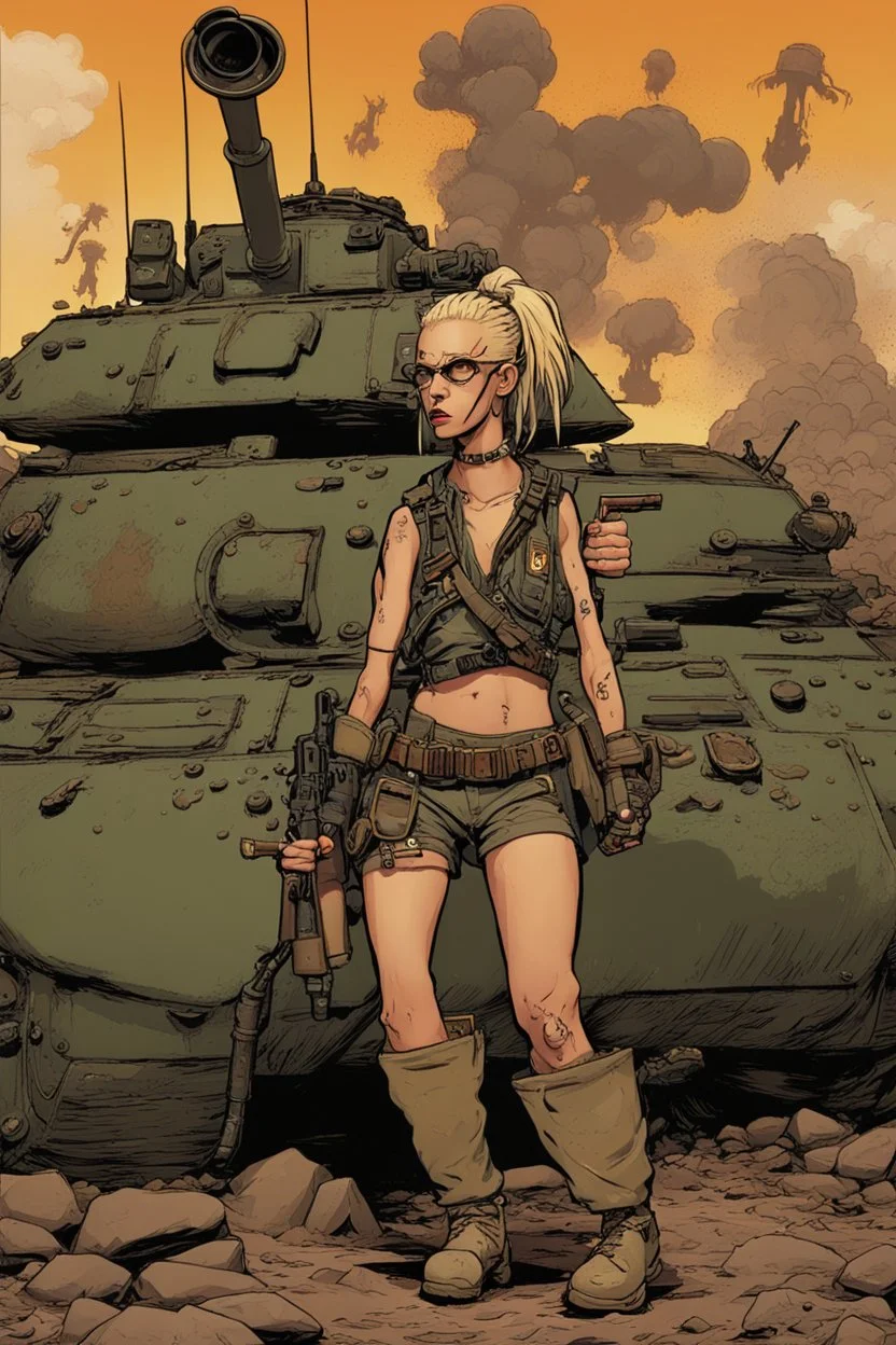 "Tank Girl: Apocalypse." Now... what does it look like? No! Did that before-- What? No, not that way! Damn deadlines. Setting me off completely. Too much pressure. Mixing up the scenes! Too much caffeine. That's it. Damn coffee overdose! What's that? No! You didn't want any kangaroo armies! Now wait a minute. You can't breathe. Too hot in here. Gotta open your eyes! Your mouth! What? They're open? Impossible-- You can't breathe! What? Fly? You are not going to fly! That's insane